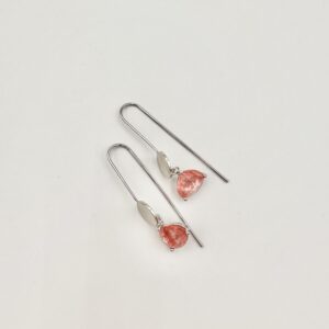Rose pink Chalcedony hook earring. SS