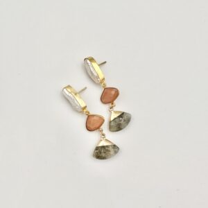 Baroque pearl, Sunstone & Labradorite, Large. GP MS10