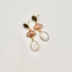 Labradorite, Sunstone & Quartz. Large. Gold. MS11