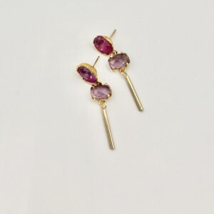 Plum/pink Agate geode slice & pastel purple Chalcedony. Gold. MS7