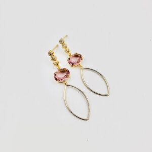 CZ Plum with trio stud & oval charm