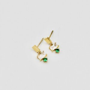 CZ Clear & green Tiny stud